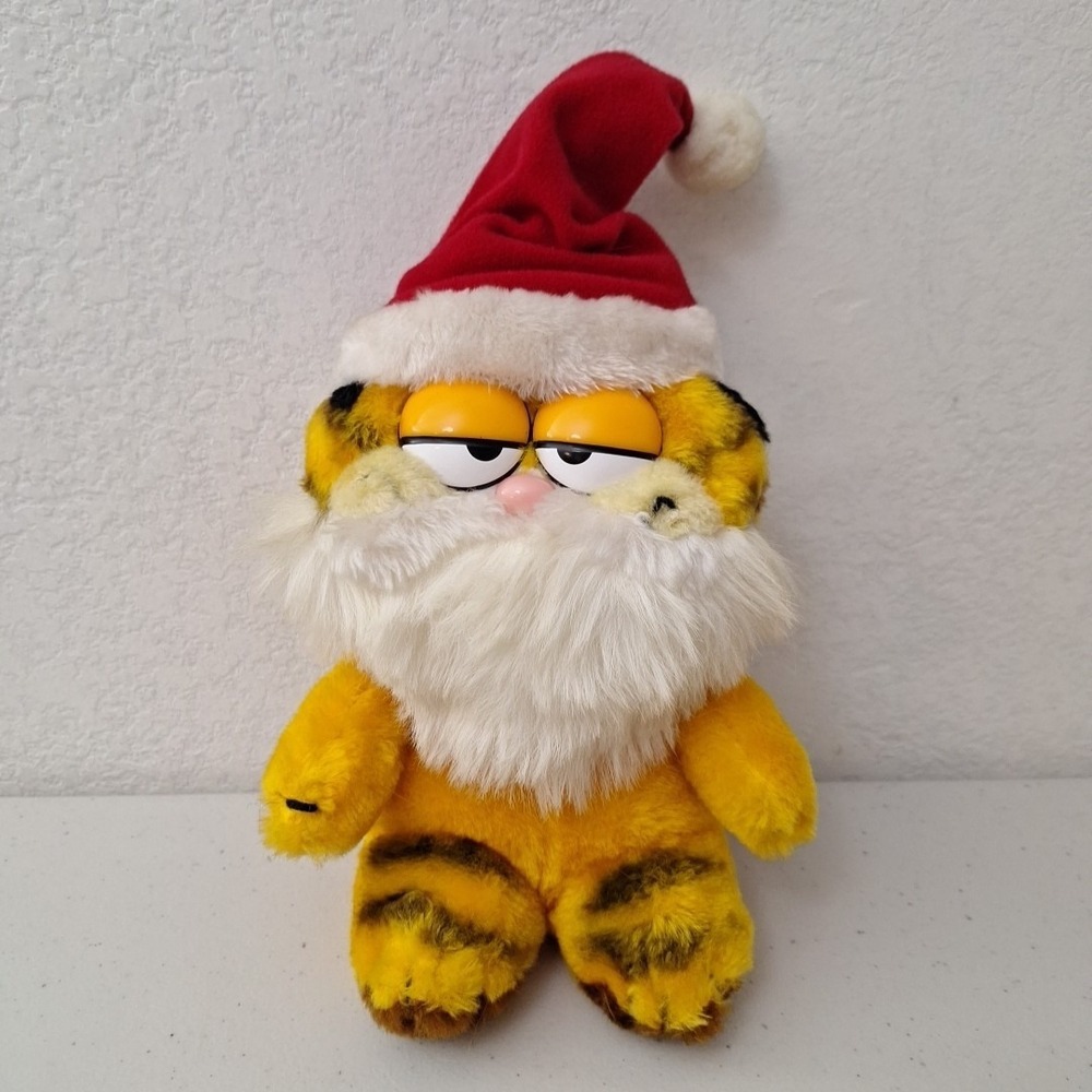 VTG 1981 DAKIN 9" Garfield The Cat Christmas Santa Claus Plush Stuffed Toy